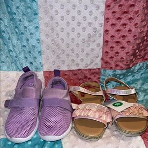 Kids Lavender Slip-On Sneakers & Pink Ruffle Sandals Set